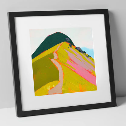 Vibrant Path Up Catbells lake district fell art print in black frame