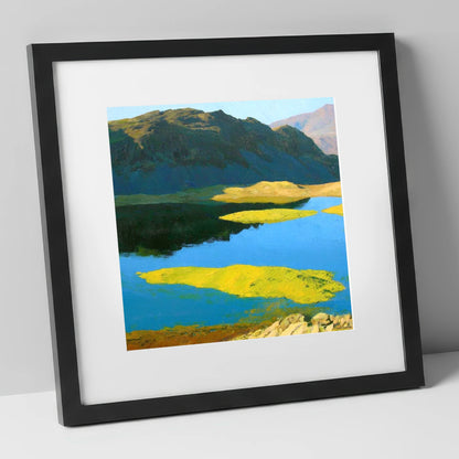Angletarn Pikes Over Vibrant Islands lake district fell art print in black frame