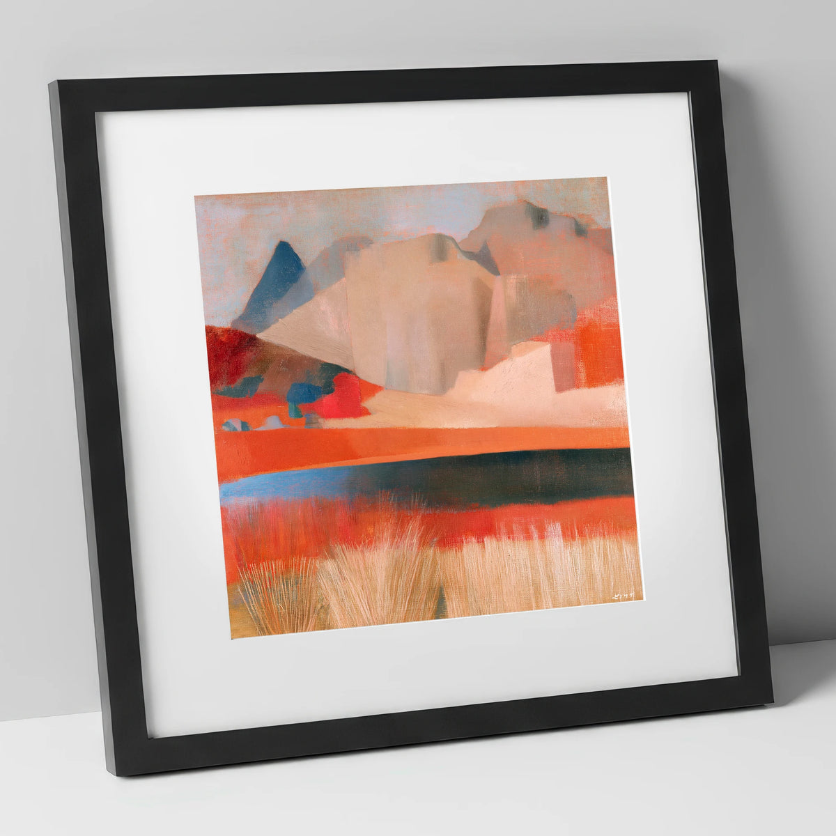 Stickle Tarn in Warm Terracotta lake district fell art print in black frame