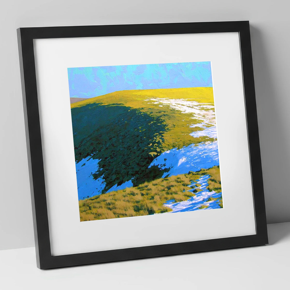 Winter Sunlight on Grey Crag lake district fell art print in black frame