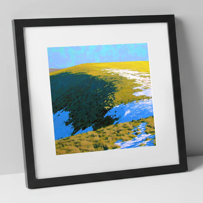 Winter Sunlight on Grey Crag lake district fell art print in black frame