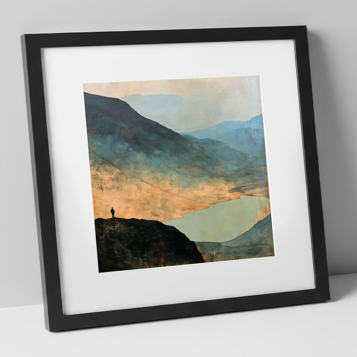Westmorland Cairn Silhouette Over Wasdale lake district fell art print in black frame