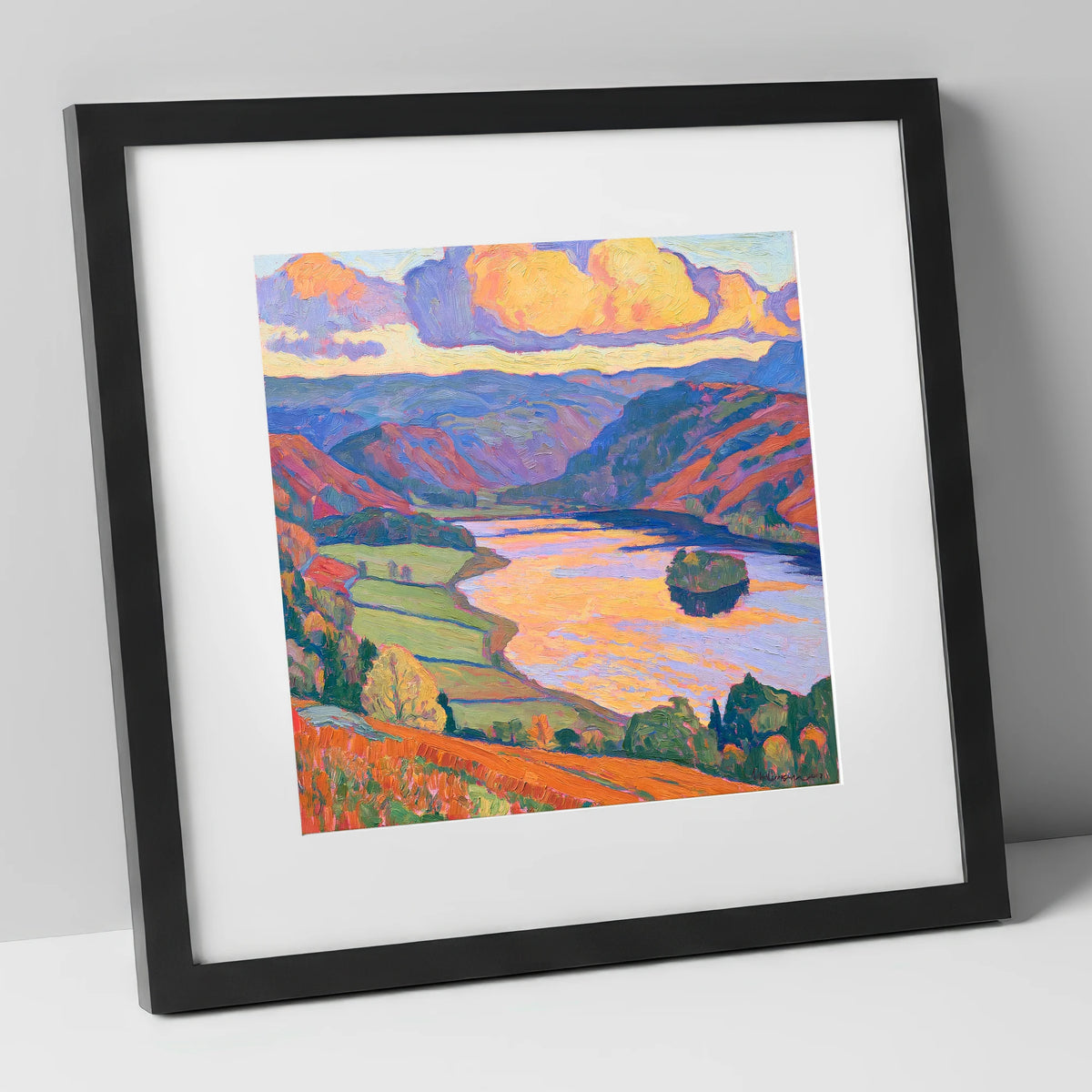 Rydal Water Under Vivid Skies lake district lake art print in black frame