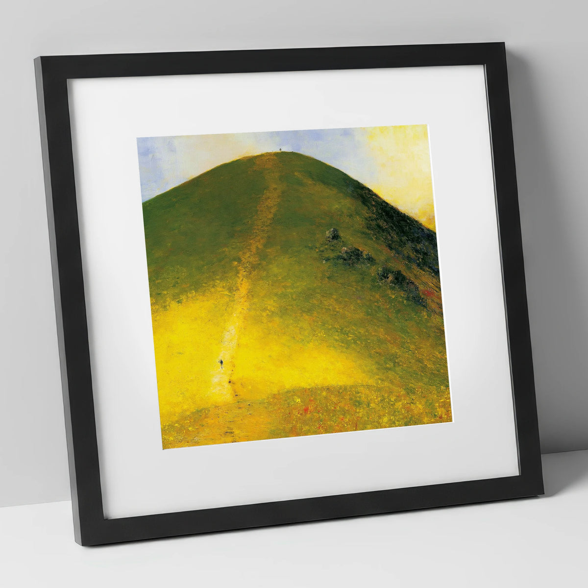 Golden Ascent of Catbells lake district fell art print in black frame