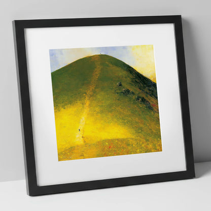 Golden Ascent of Catbells lake district fell art print in black frame