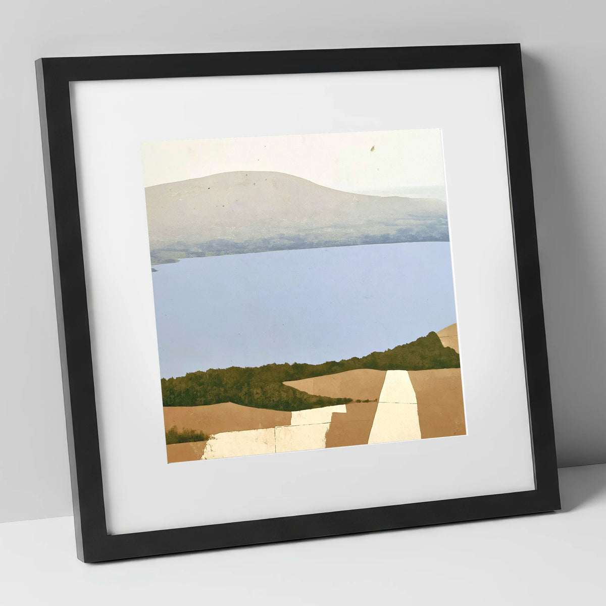 Bassenthwaite Lake in Muted Tones lake district lake art print in black frame