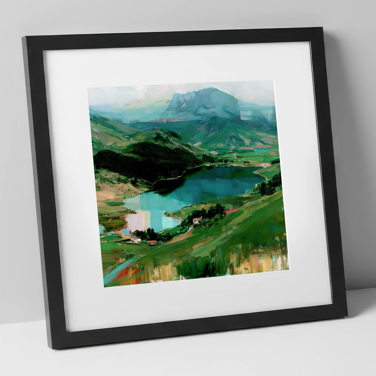 Mountain Inversion Over The Lake lake district lake art print in black frame