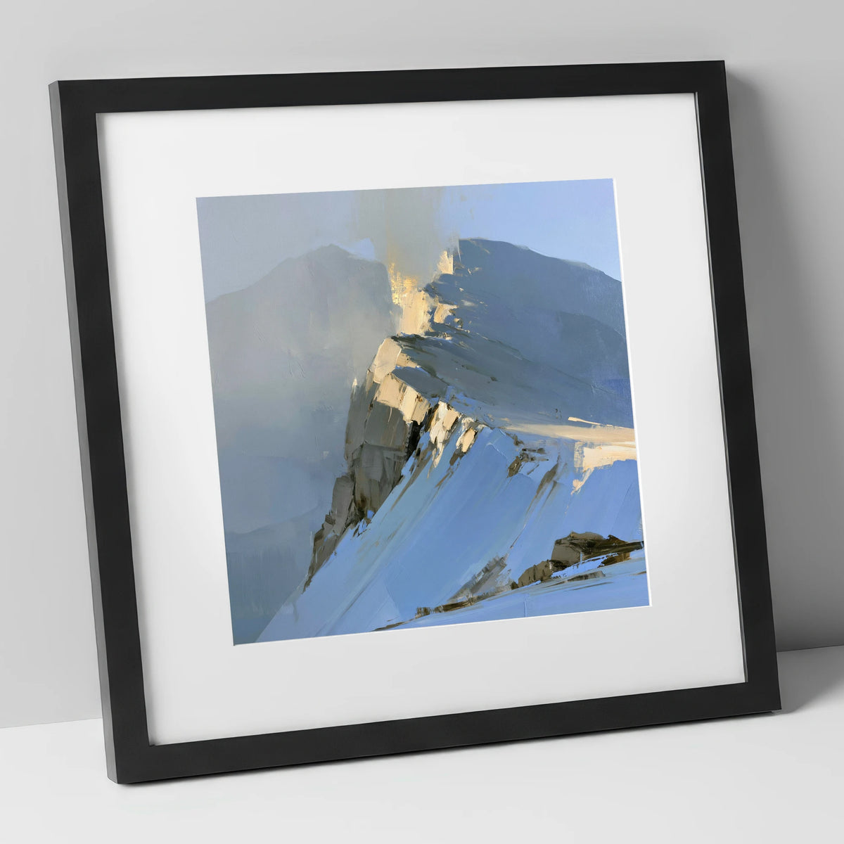 Misty Ridge in Golden Light lake district fell art print in black frame