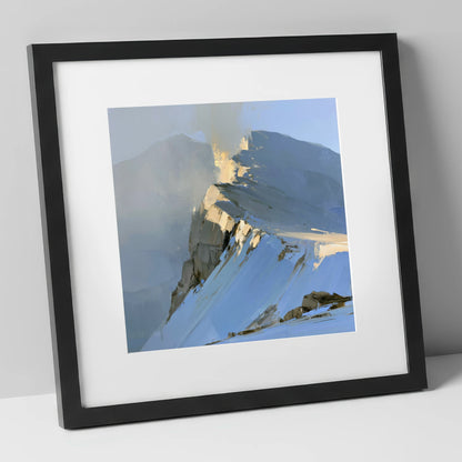 Misty Ridge in Golden Light lake district fell art print in black frame