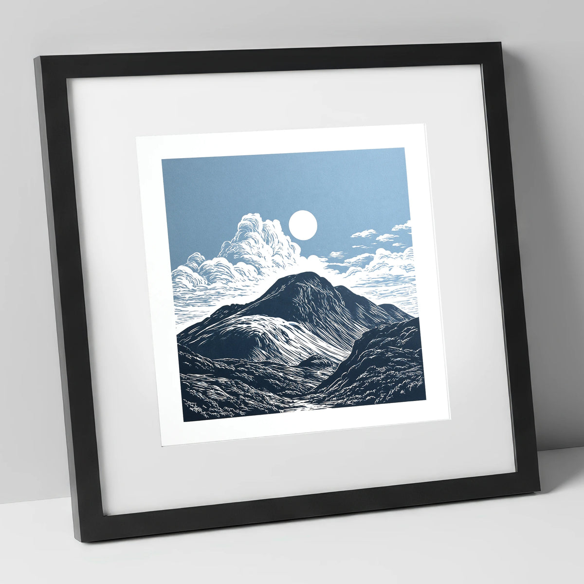 Great Gable Beneath Towering Clouds lake district fell art print in black frame