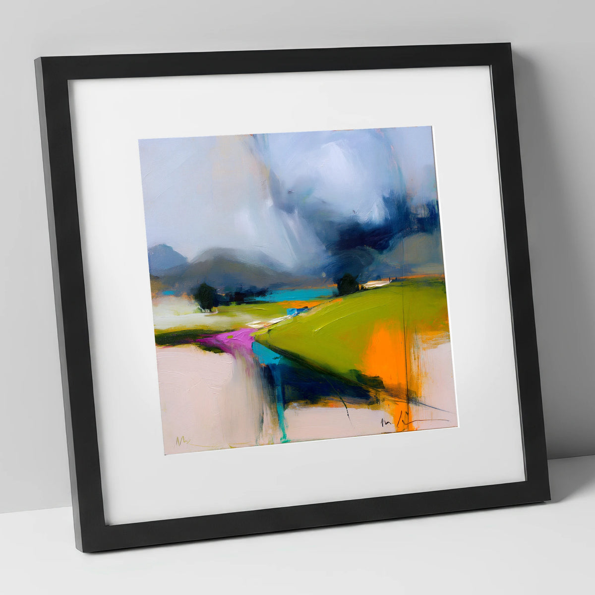 Storm Skies Over Bright Fells lake district sky art print in black frame