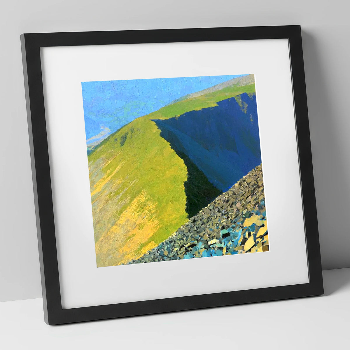 Long Side Ridge in Sunlight lake district fell art print in black frame