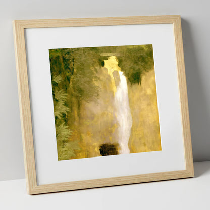 Golden Light at Aira Force lake district waterfall art print in natural frame