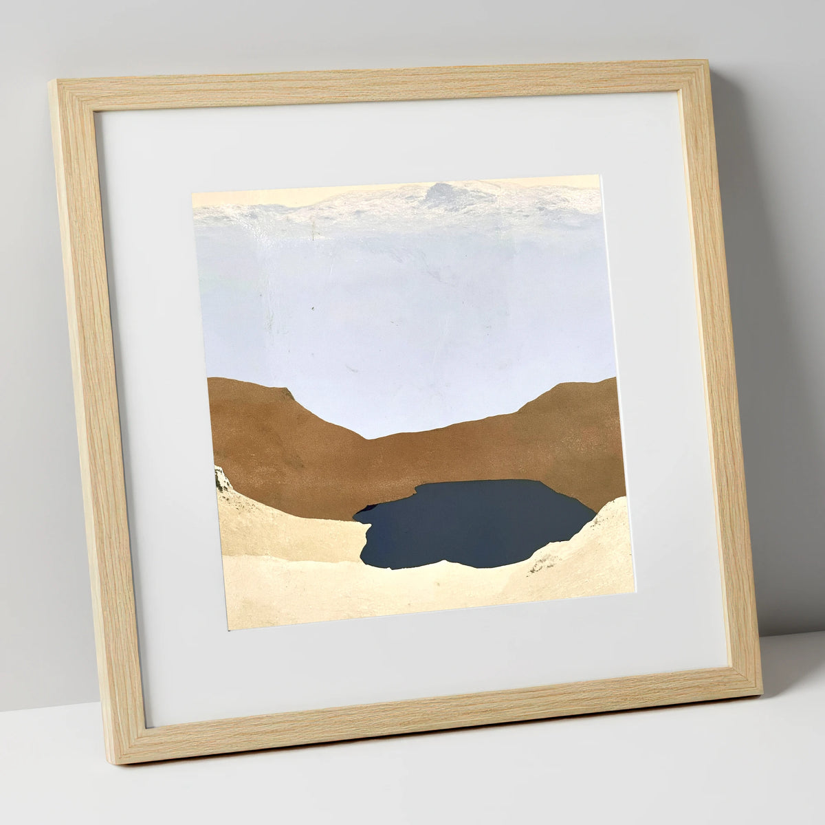 Easedale Tarn in Earth Tones lake district lake art print in natural frame