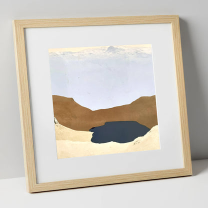 Easedale Tarn in Earth Tones lake district lake art print in natural frame