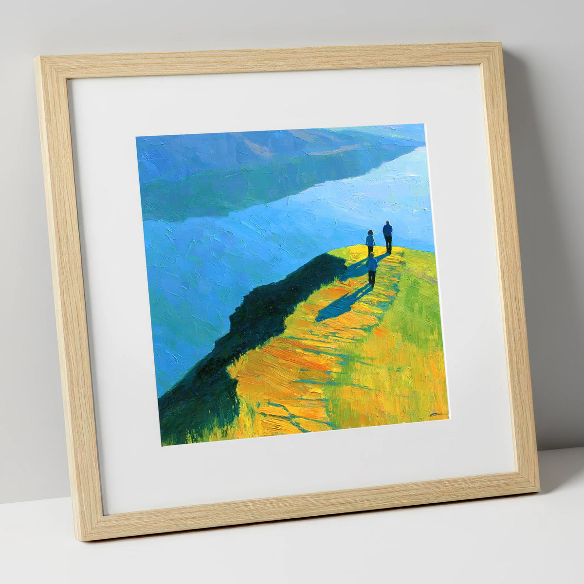 Radiant Ridge Walk Overlooking Blue Lake lake district fell art print in natural frame