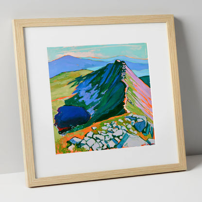 Striding Edge Helvellyn Vibrant Ridgeline lake district fell art print in natural frame