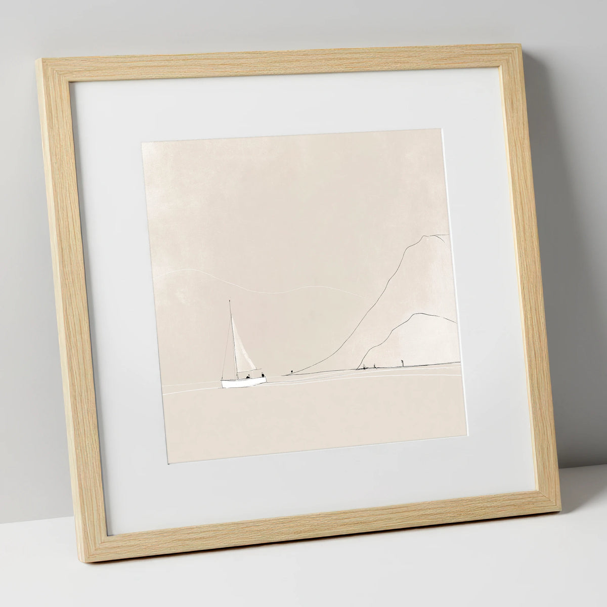 Breezy Sailing Beneath the Fells lake district walking art print in natural frame