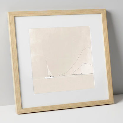 Breezy Sailing Beneath the Fells lake district walking art print in natural frame