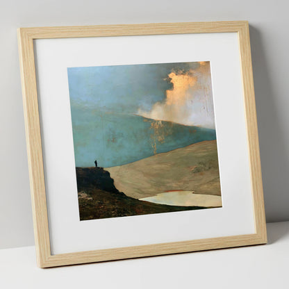 Helvellyn Beneath a Golden Cloud Break lake district fell art print in natural frame