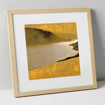 Golden Fells Above the Lake lake district lake art print in natural frame