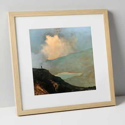 Golden Cloud Break Above Helvellyn lake district fell art print in natural frame