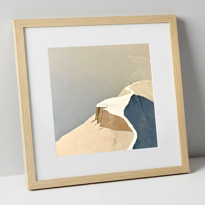 Lone Walker on a Snowy Summit Ridge lake district fell art print in natural frame