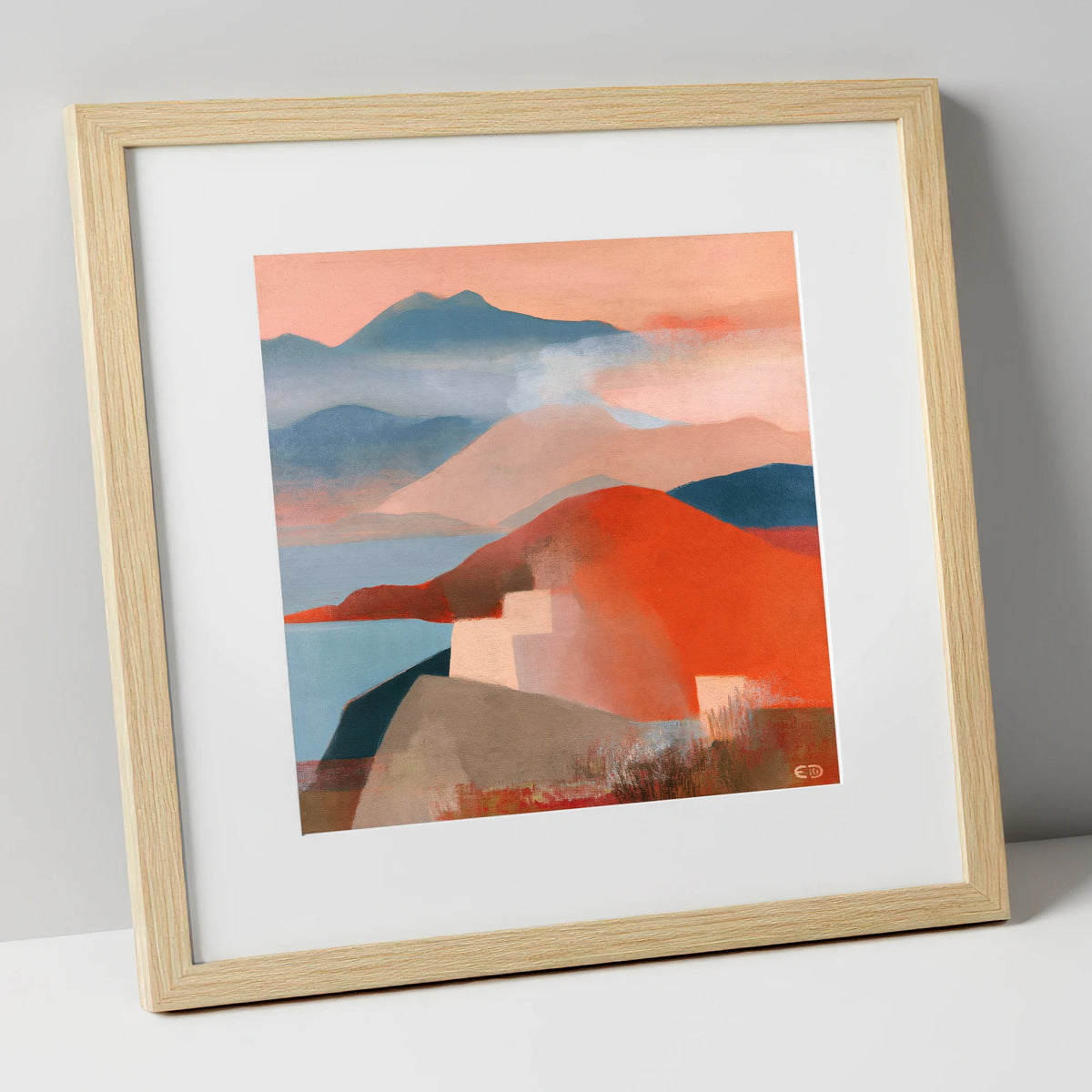 Bold Fells from the Summit lake district fell art print in natural frame