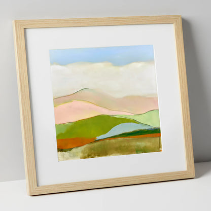 Abstract Rolling Fells Under Cloud lake district fell art print in natural frame