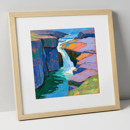 Vibrant Lake District Waterfall lake district waterfall art print in natural frame
