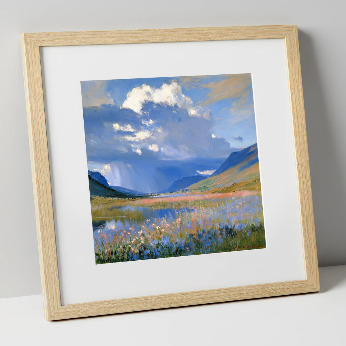 Passing Storm Over the Fells lake district sky art print in natural frame