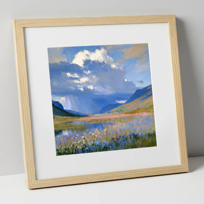 Passing Storm Over the Fells lake district sky art print in natural frame