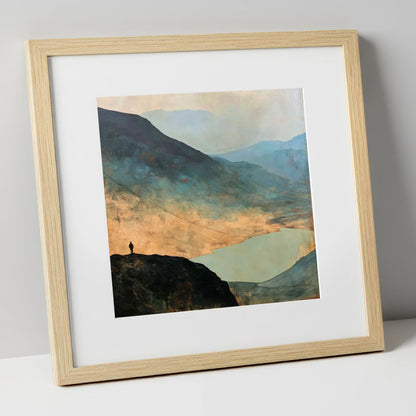 Westmorland Cairn Silhouette Over Wasdale lake district fell art print in natural frame