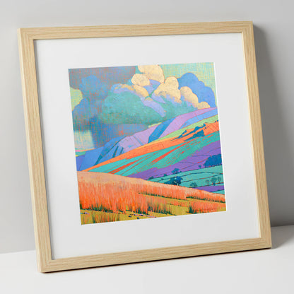 Storm Clouds Over Vivid Fells lake district sky art print in natural frame