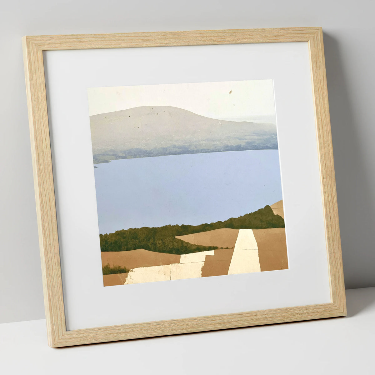 Bassenthwaite Lake in Muted Tones lake district lake art print in natural frame