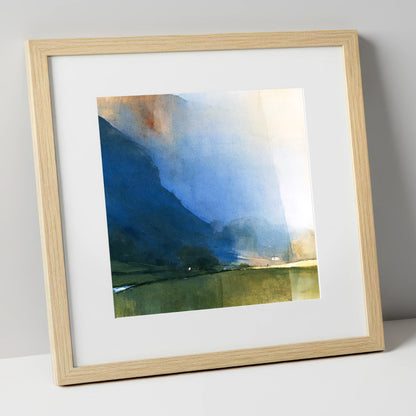 Valley Fells In Indigo Shadow lake district valley art print in natural frame