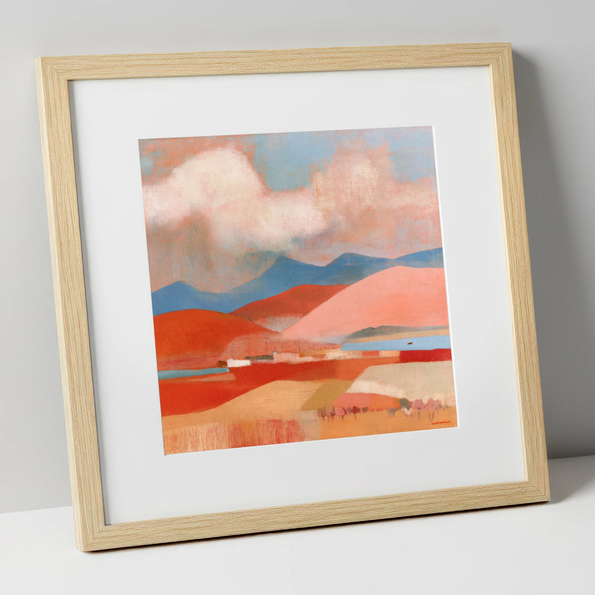 Storm Clouds Over Terracotta Fells lake district sky art print in natural frame