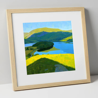 Vibrant Selside Pike Above Lake lake district fell art print in natural frame