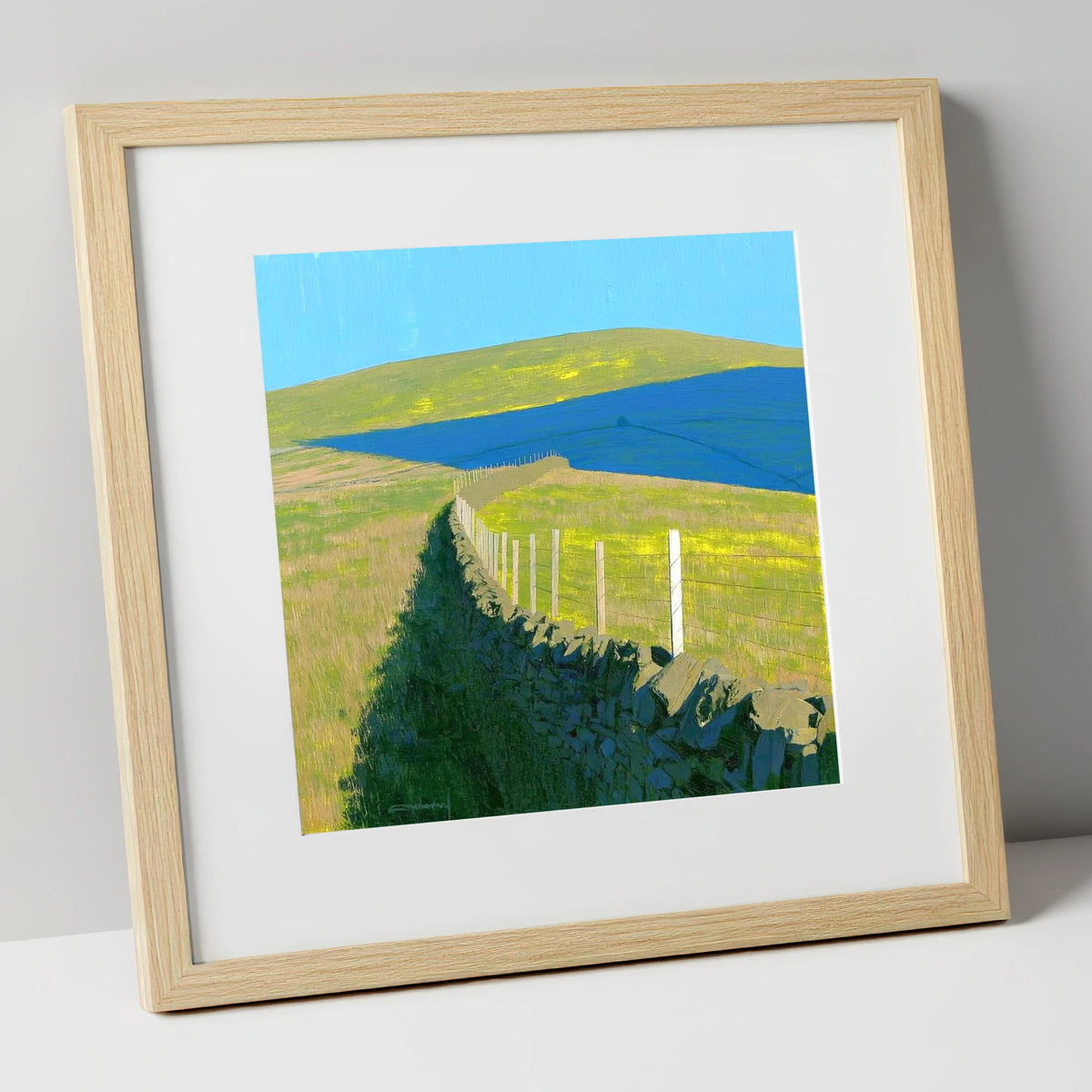 Vibrant Shadows on Loadpot Hill lake district fell art print in natural frame