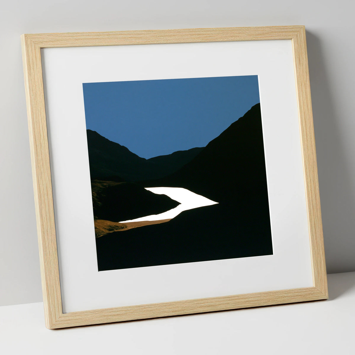 Luminous Lake Below Dark Fells lake district lake art print in natural frame