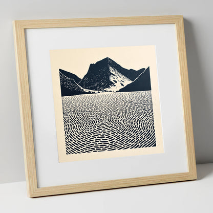 Swirling Water at Buttermere lake district lake art print in natural frame