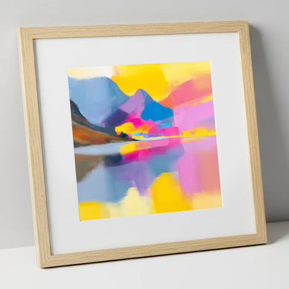 Vibrant Loweswater Lake Reflections lake district lake art print in natural frame