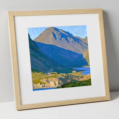 Sunlit Road to Great Gable lake district fell art print in natural frame