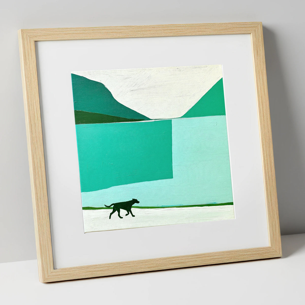 Contemporary Wast Water Running Dog wast water wall art art print in natural frame