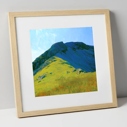 Little Hart Crag Sunlit Ridge lake district fell art print in natural frame