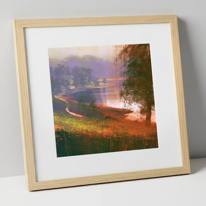 Tarn Hows in Violet Mist lake district lake art print in natural frame