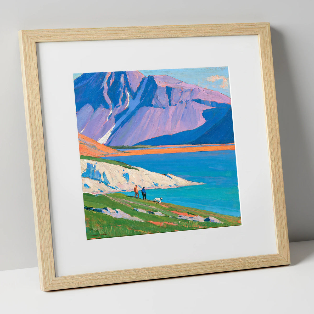 Vivid Wast Water Dog Walk gifts for dog walkers art print in natural frame