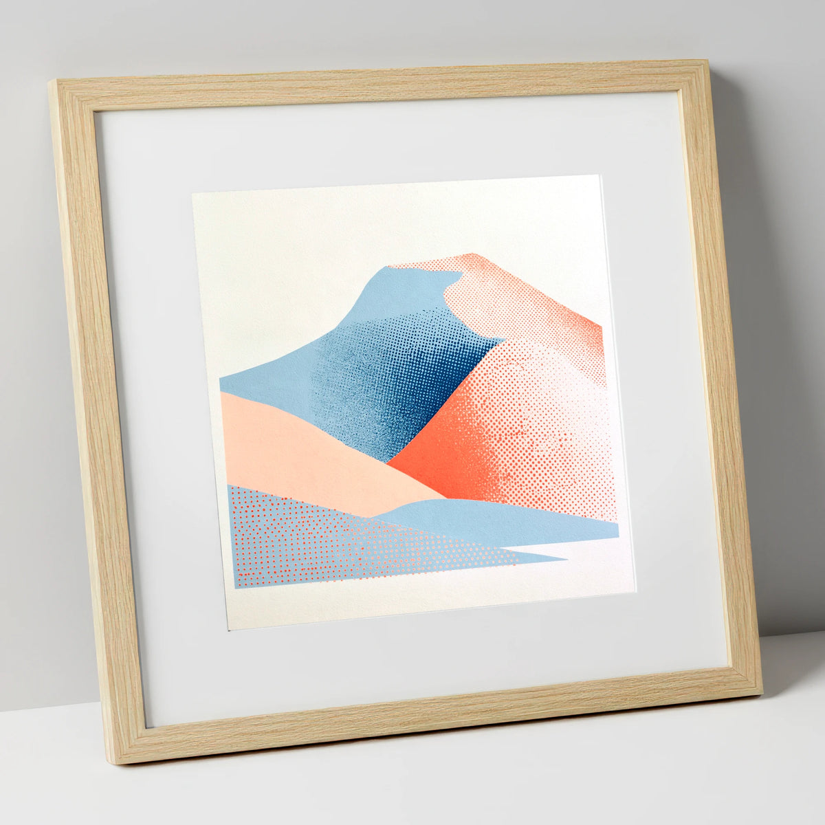 Blencathra in Blue and Coral lake district fell art print in natural frame