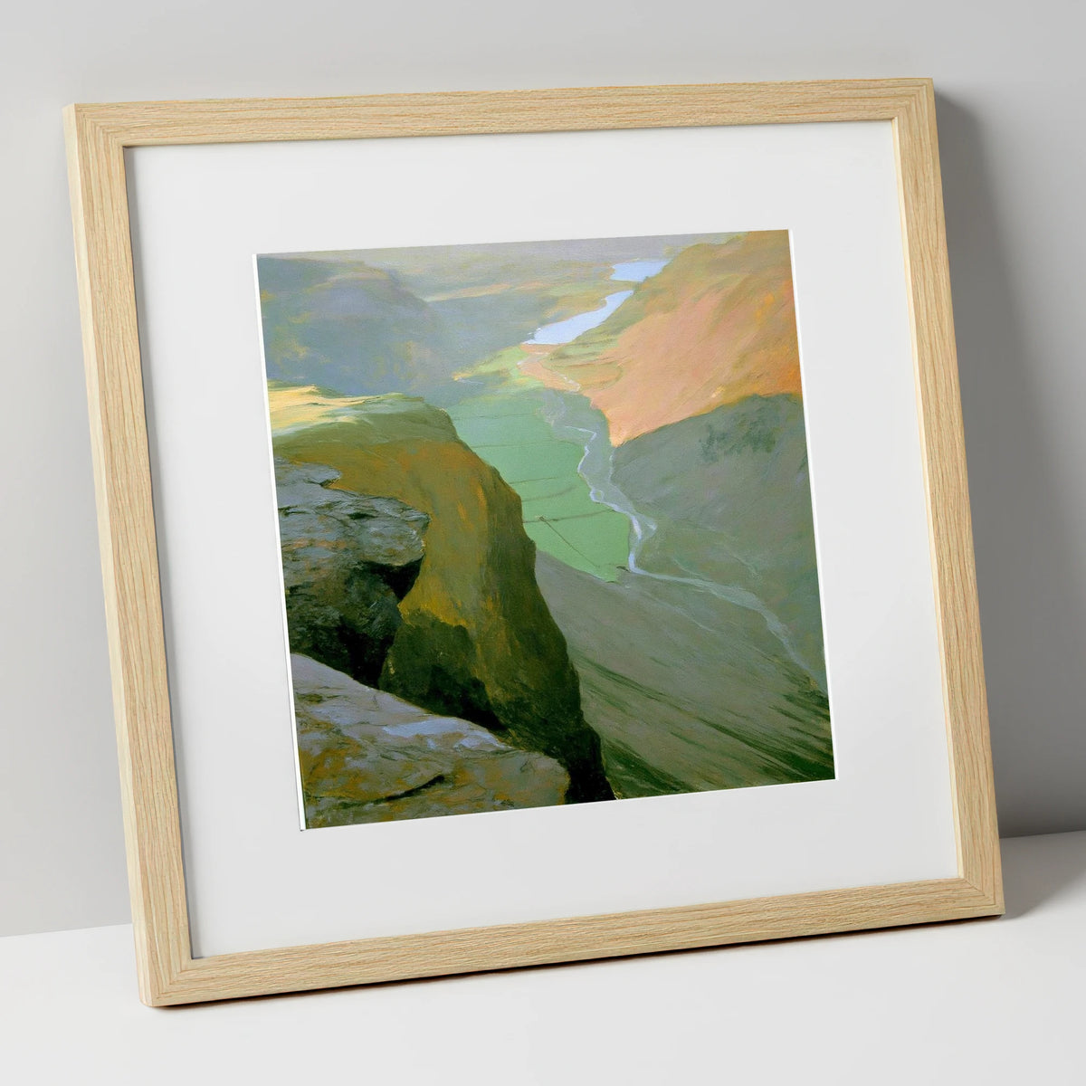Great Gable High Valley View lake district fell art print in natural frame