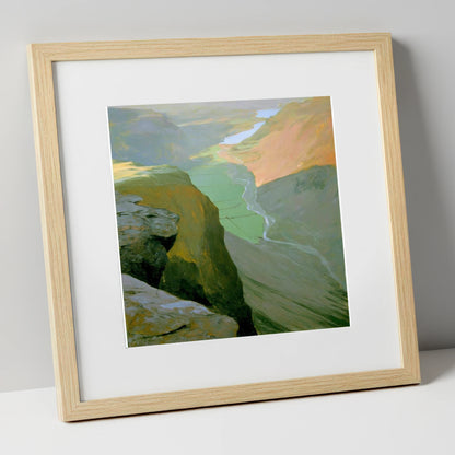 Great Gable High Valley View lake district fell art print in natural frame